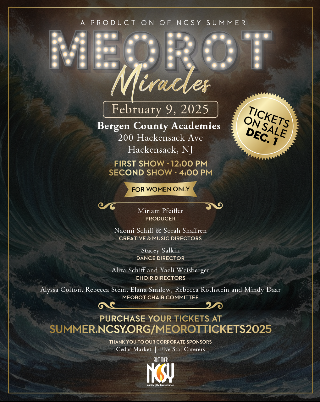 Meorot Tickets 2025 NCSY Summer